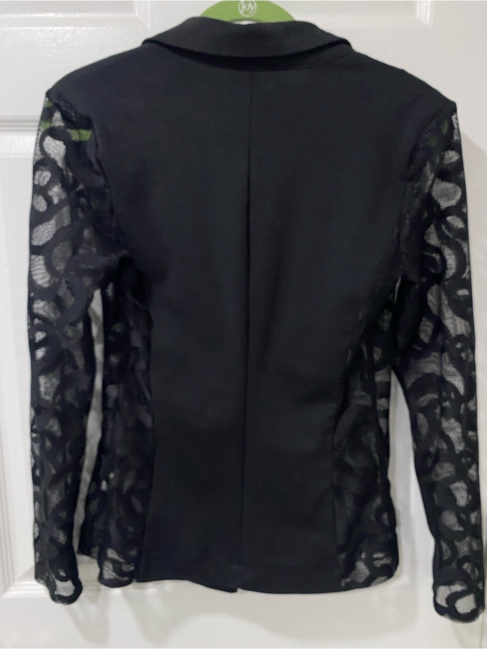 Edgy Black Blazer | Lace Sleeves & Side Lace Detail | Small
